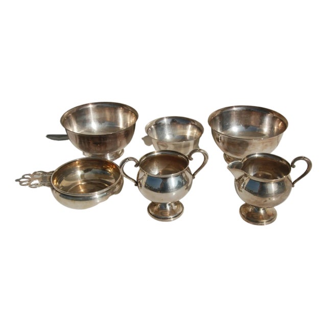 Set of 6 Various Sterling Silver Serving Pieces For Sale