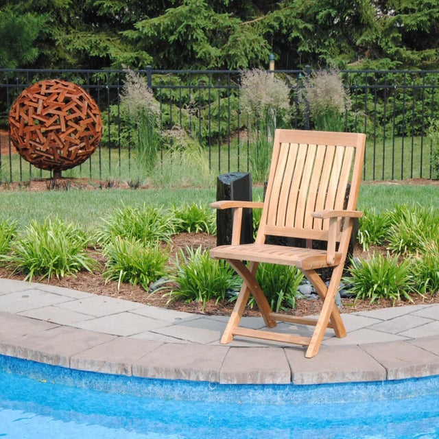 Wood Niagara Teak Crown Folding Arm Chair For Sale - Image 7 of 12