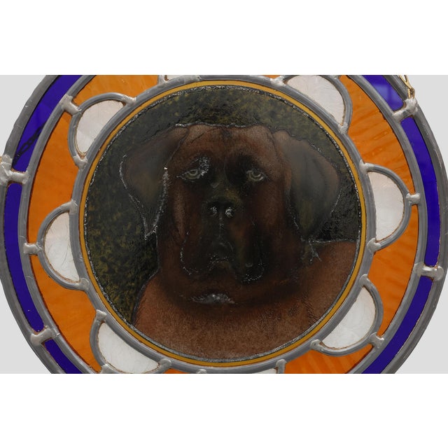 Art Deco Stained Glass Roundel Depicting with English Mastiff Dog, 1890s For Sale - Image 9 of 11