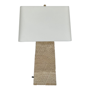 Revelation Organic Modern Craved Travertine Diagram Table Lamp