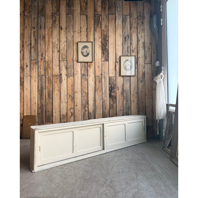 Vintage Patinated Cabinet with Sliding Doors, 1940s For Sale - Image 11 of 18