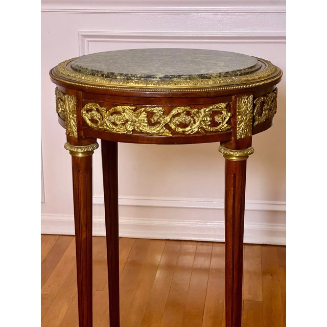19th Century French Louis XVI Style Gueridon Side Table With Marble Top and Ormolu For Sale - Image 4 of 11