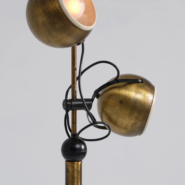 Mid-Century Modern Brass-Plated Floor Lamp with Adjustable Globe Heads attributed to Goffredo Reggiani, 1970s For Sale - Image 3 of 10