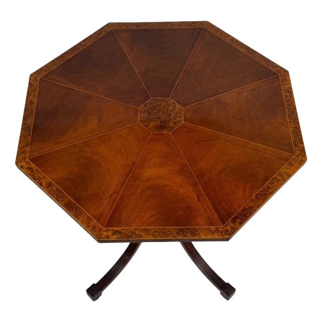 Antique 20th Century Figured Burr Walnut Octagonal Side Table For Sale
