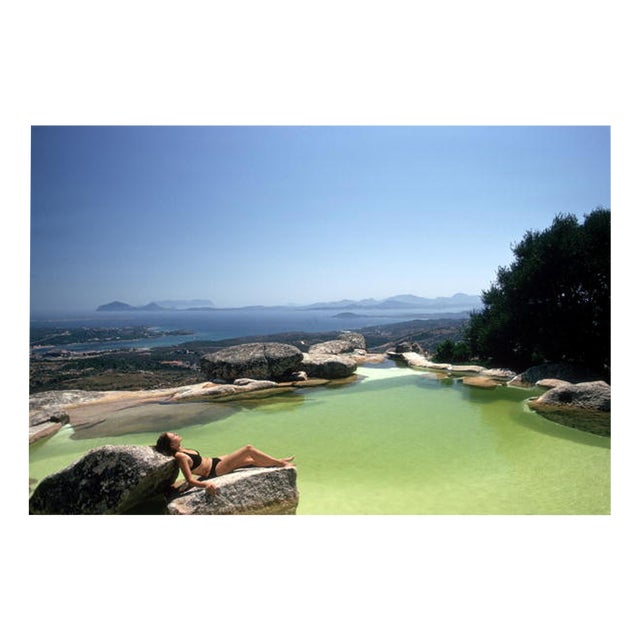 Slim Aarons, Sunbather on Rock, Estate Stamped C-type Print For Sale