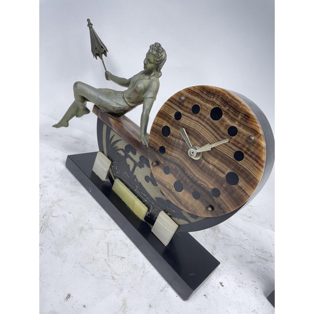 Art Deco Marble Triptych Clock, 1930s, Set of 3 For Sale - Image 13 of 16