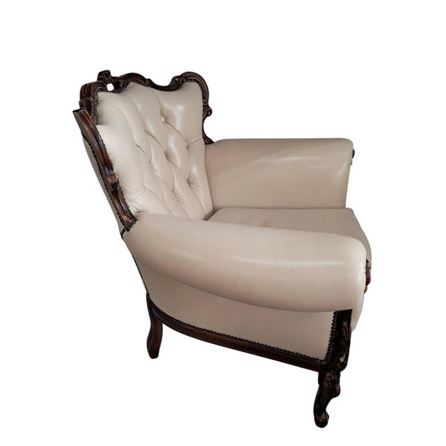 Vintage Baroque Louis XV Buttoned Leather Chesterfield Armchair, 1980s For Sale - Image 6 of 18