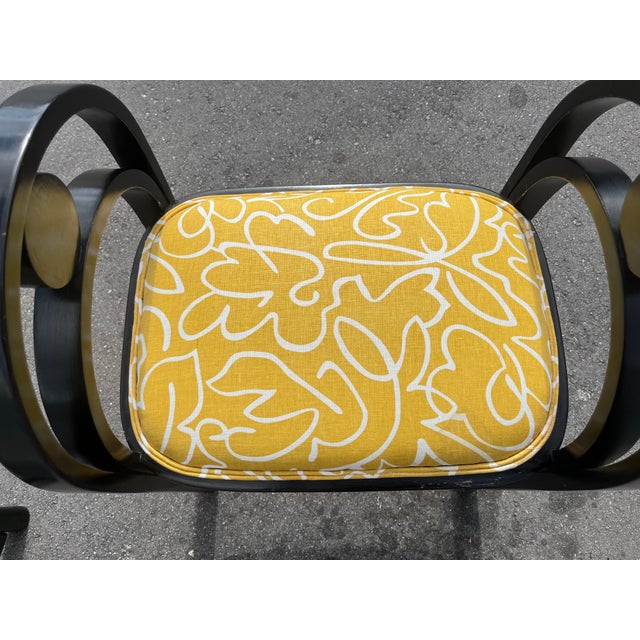 1930s Pair of Original Art Deco Stools, Ottoman, Wood, Black, Yellow For Sale - Image 13 of 16