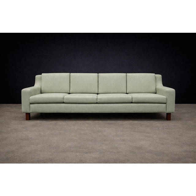 Sergio Rodrigues Sergio Rodrigues “Caola” Sofa in Brazilian Rosewood and Green Fabric, 1960s - Lot 125 For Sale - Image 4 of 13