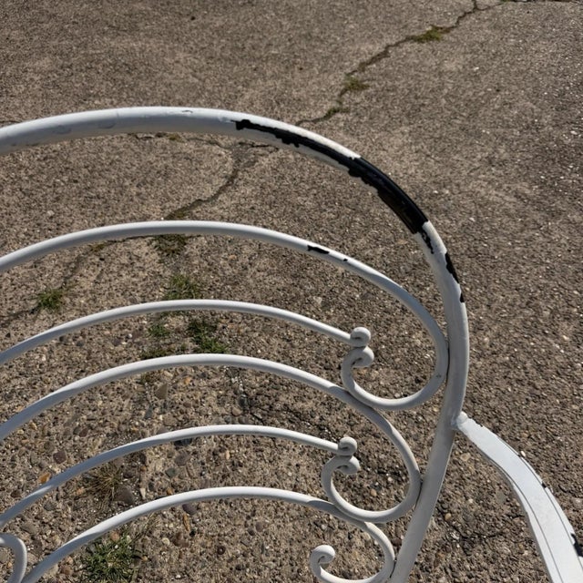 Late 20th Century Wrought Iron Scrolling Patio Dining Arm Chairs by Crown Leisure - Set of 4 For Sale - Image 11 of 18