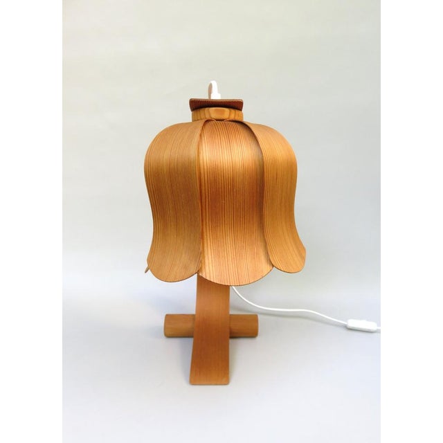 Wood Floral Table Lamp in Layered Wood, 1960s For Sale - Image 7 of 18