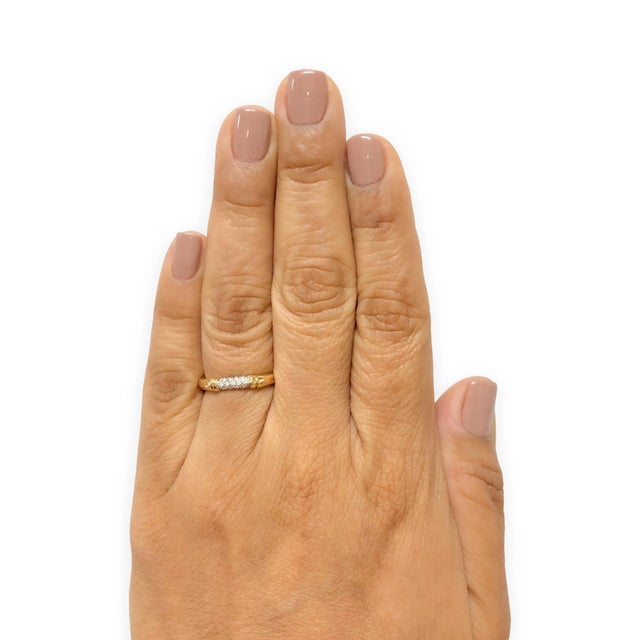 Metal John Hardy Bamboo Collection 18k Yellow Gold Pavé Diamond Band Ring Size 7 For Sale - Image 7 of 8