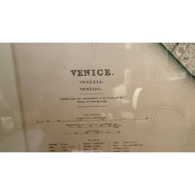 Antique White Hand-Colored Sduk Map of Venice, Believed Original Circa 1833–1835, Professionally Framed For Sale - Image 8 of 13