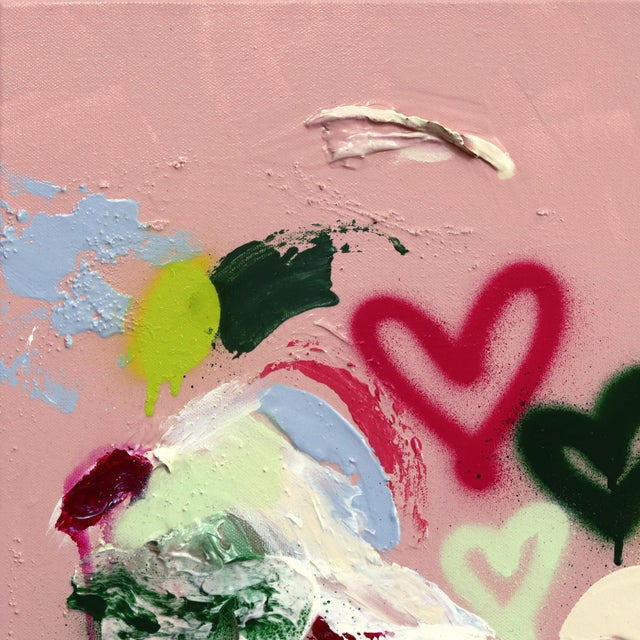 Bubble Gum Island - Original Textural Bright Abstract Mixed Media Painting on Canvas by Amber Goldhammer For Sale In Los Angeles - Image 6 of 9