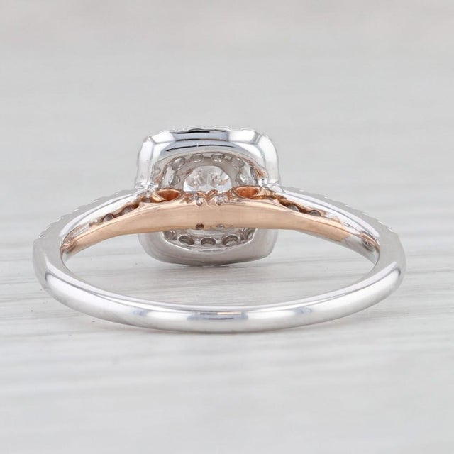 0.55ctw Round Diamond Halo Engagement Ring 14k White Gold Size 6.5 For Sale - Image 4 of 8