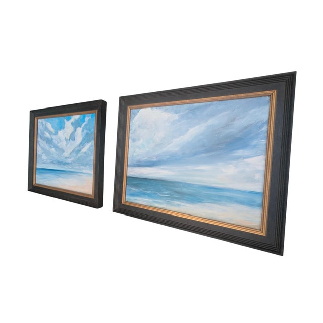 Original Expressionist Seascape Ocean Coastal Dyptich Paintings- A Pair For Sale - Image 4 of 16