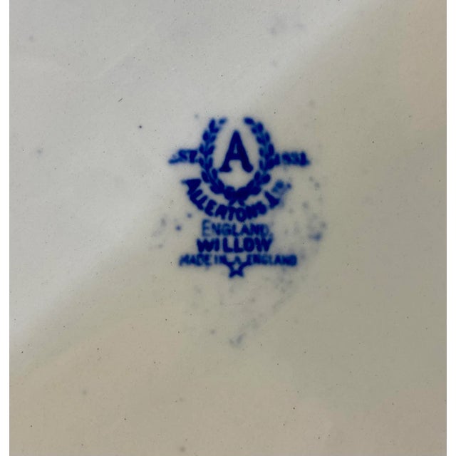 Antique Allerton’s Ltd Blue Willow Serving Platter Made in England - Circa 1830’s For Sale - Image 11 of 12