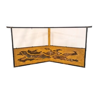 Japanese Kano School Miniature Folding Table Screen Painting For Sale