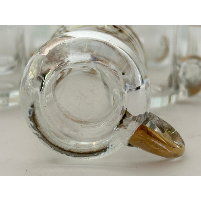 Mid-Century Modern 1960s Mid Century Modern Gold & Clear Leaf Design Shot Glasses - Set of 7 For Sale - Image 3 of 5