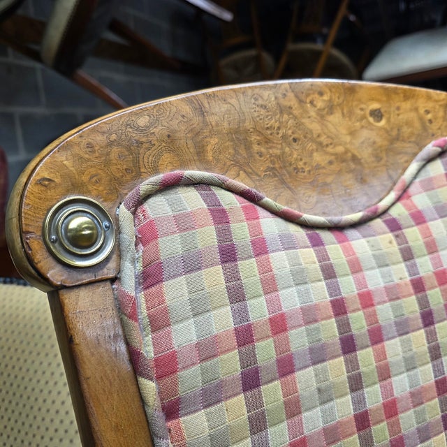 Pair of Late 19th Century Neoclassical Directoire-Style Burl Walnut Side Chairs With Rosette Mounts For Sale In Washington DC - Image 6 of 8