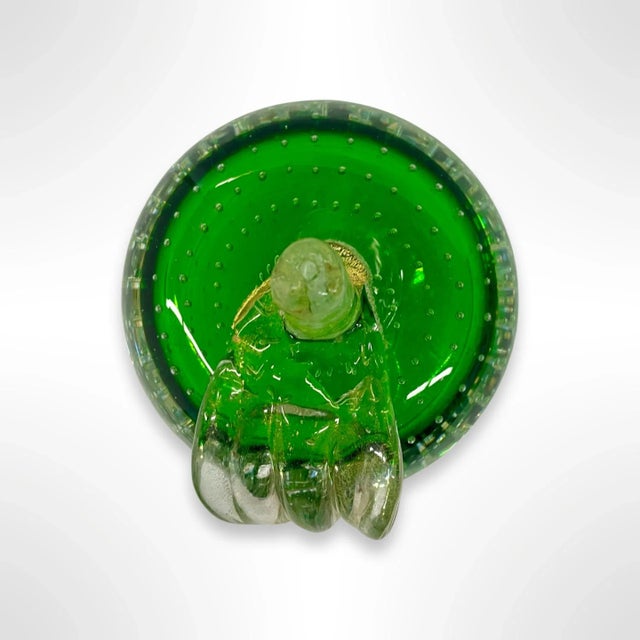 Murano Vintage Italian Murano Attributed Glass Apple Sculptural Paperweight For Sale - Image 4 of 7