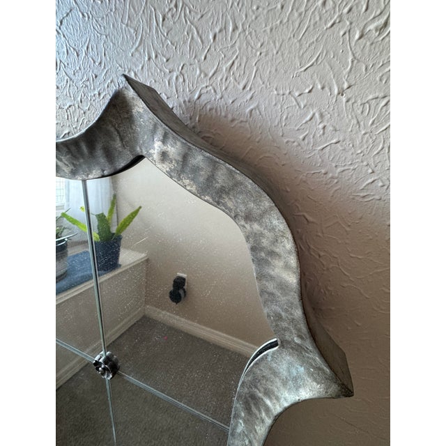Contemporary Uttermost Hammered Metal Framed Decorative Wall Mirror For Sale - Image 3 of 5