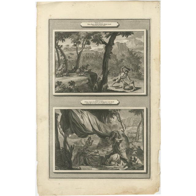 Pieter Mortier, Creation of the World to Abraham Sacrifice, 1700s, Engravings, Set of 6 For Sale - Image 4 of 9