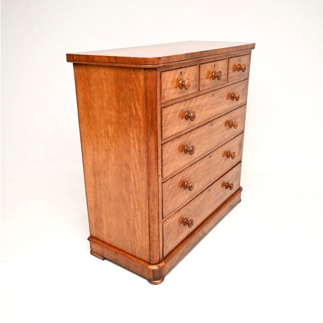 Large Antique Victorian Satin Wood Chest of Drawers, 1840 For Sale - Image 3 of 10