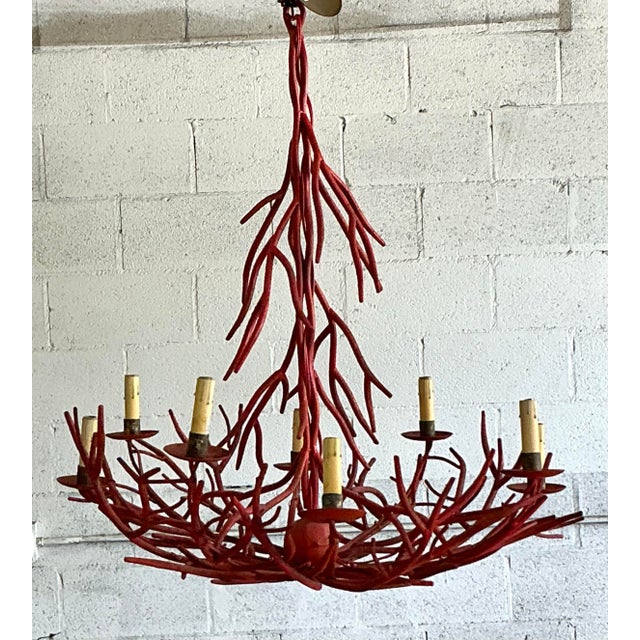 Vintage Coastal Coral Branch Chandelier For Sale - Image 12 of 12