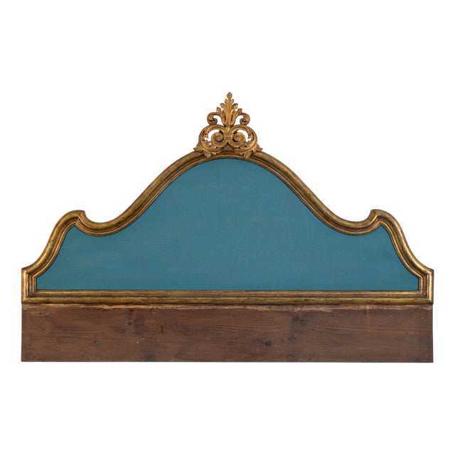 Antique Gilded Headboard with Louis XIV Style Central Decoration, 1950s For Sale
