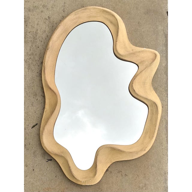 Mid 20th Century Vintage Boho Abstract Wood Mirror For Sale - Image 5 of 6