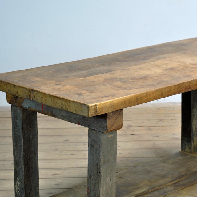 1950s Industrial Oak Work Table, 1950 For Sale - Image 5 of 10