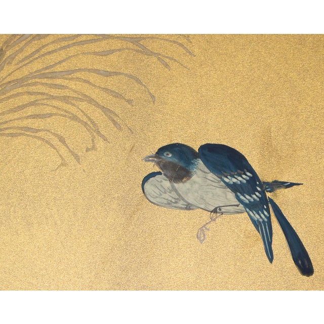 "Seven Autumn Flowers" by Essen, Late Showa Era Japanese Byobu Screen For Sale - Image 11 of 18
