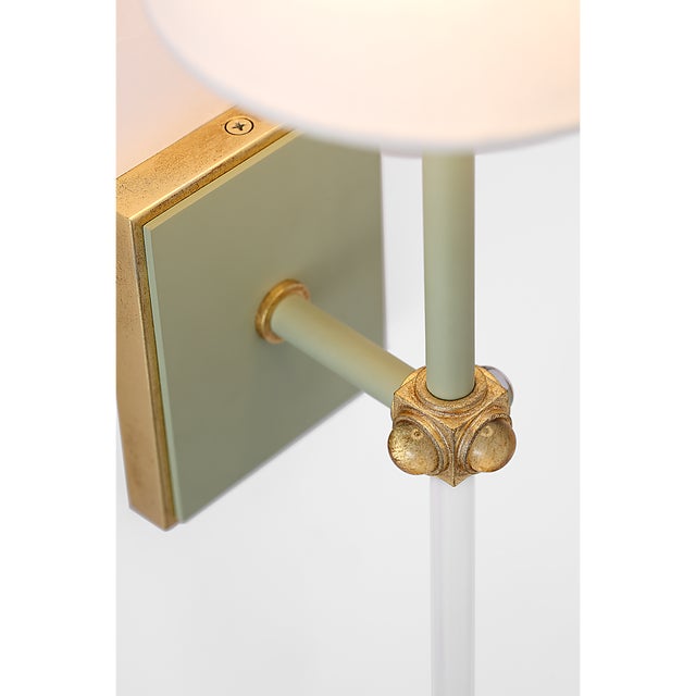 Lucia 21" Cordless Sconce in Celadon and Crystal with Linen Shade Designer: Julie Neill Finish: Celadon and Crystal...