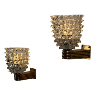 Rostrato Glass Wall Sconces by by Ercole Barovier for Barovier & Toso, 1940s, Set of 2 For Sale