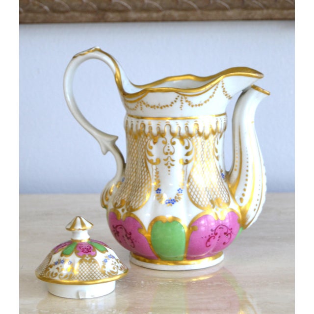 Vintage Hand Painted Gilt Porcelain Tea Set - 9 Pieces For Sale - Image 10 of 12
