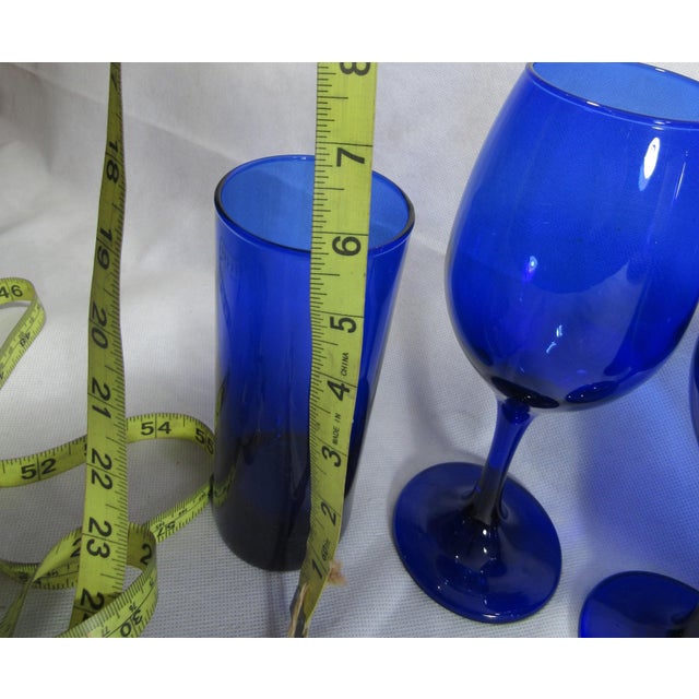 Vintage Mid Century Modern Cobalt Blue Cocktail Glasses - Set of 4 For Sale In New Orleans - Image 6 of 11