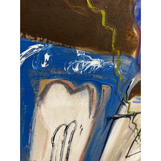 1980s Pair of Large Abstract Mixed Media Paintings, 1983 50x48” by Jack Compton For Sale - Image 10 of 11