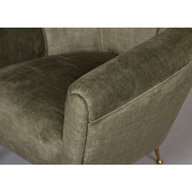 Italian Mid Century Chairs With New Sage Green Chenille Upholstery - Pair For Sale - Image 10 of 10