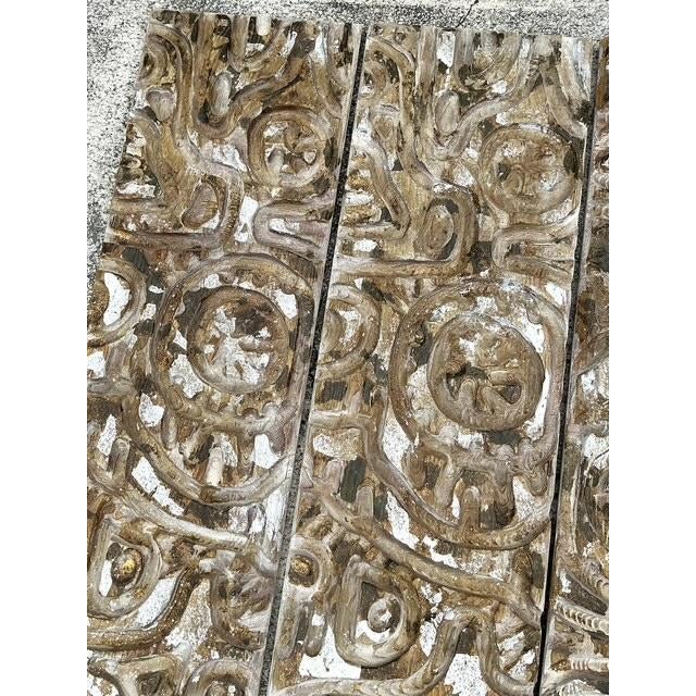 Vintage Carved Wood Panel Wall Sculpture - Set of 4 For Sale - Image 4 of 12