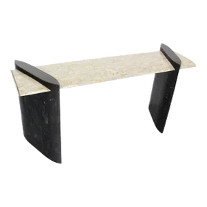 Maitland Smith Mid Century Tessellated Tile Stone Brass Inlay Console Sofa Table