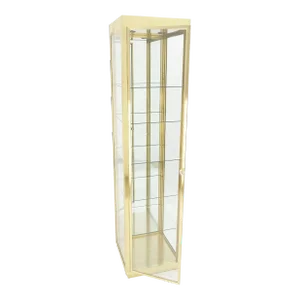 20" Sqaure Solid Brass Case 7' Tall Glass Shelve Display Cabinet Vitrine MINT!