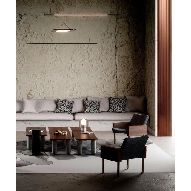 Wood Small Sunday Coffee Table in Black Wood and Green Marble by Jean-Baptiste Souletie For Sale - Image 7 of 8