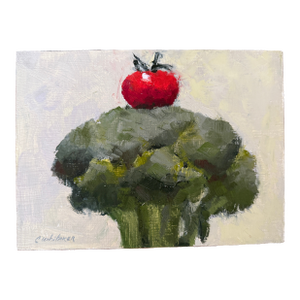 Broccoli and Tomato Still Life Oil Painting