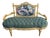 1970 French Louis XVI Gold Green Velvet Settee - 1 Pc For Sale
