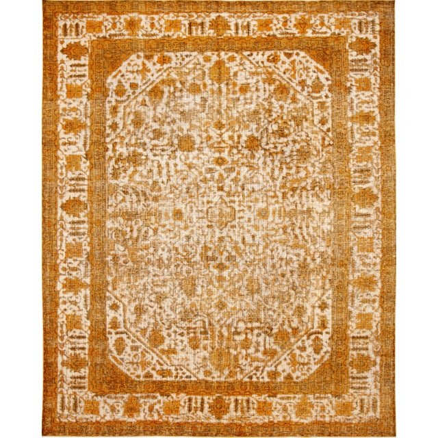 Textile 1960s Allover Handmade Vintage Overdyed Wool Rug in Orange and Beige Color For Sale - Image 7 of 7