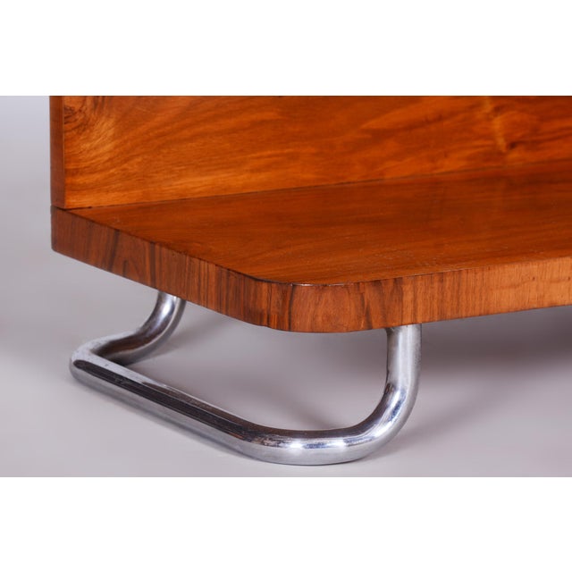 Art Deco Pedestal Table in Walnut & Chrome attributed to Mücke Melder, Czech, 1930s For Sale - Image 4 of 9