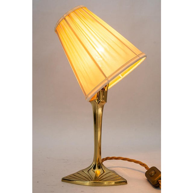 Art Deco Brass Table Lamp with Fabric Shade, 1920s For Sale - Image 12 of 18