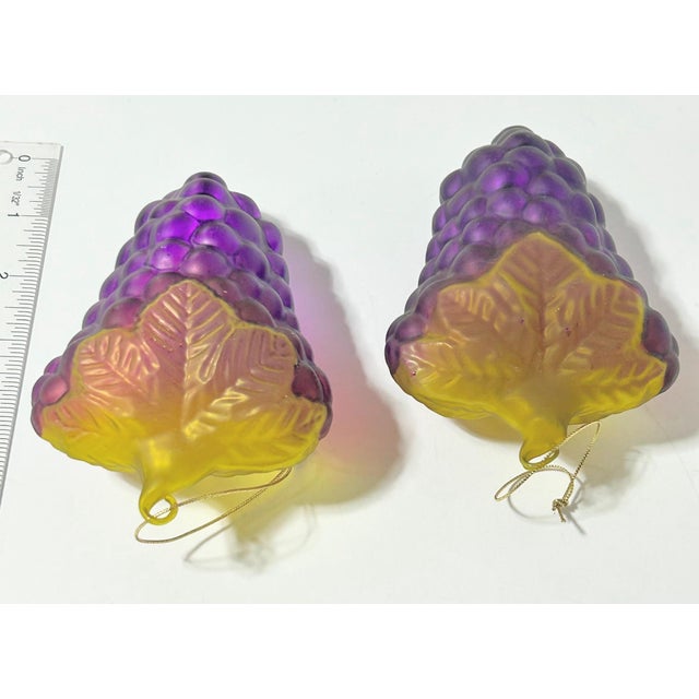 Vintage Hand Blown Glass Grapes Christmas Ornaments - A Set of 2 For Sale - Image 4 of 6