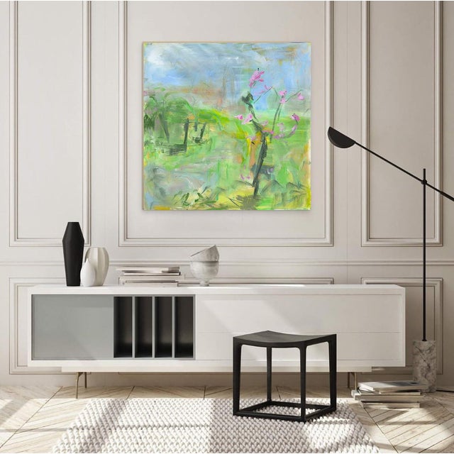 "Hakodate, Spring" by Trixie Pitts Large Abstract Landscape Oil Painting For Sale - Image 9 of 10